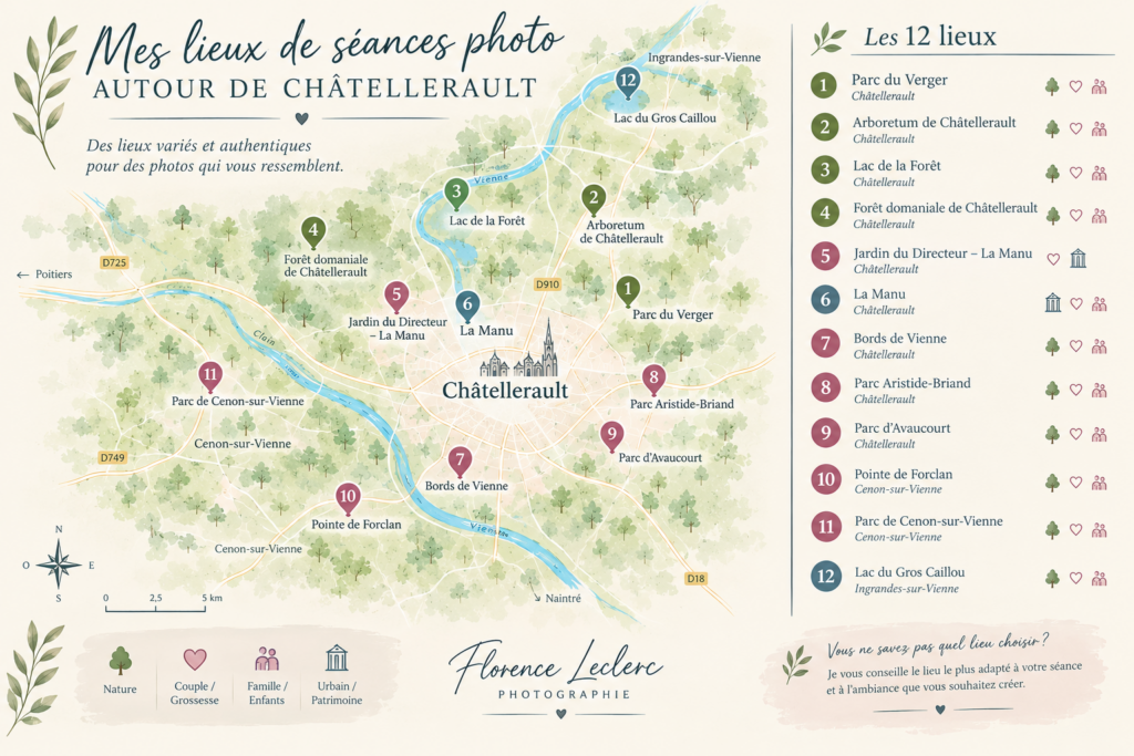 carte des lieux ou faire des photos à Châtellerault et alentour